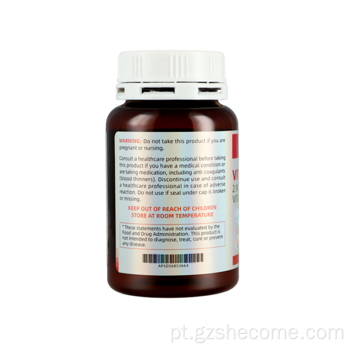 Suplemento de vitamina K2 D3 para saúde do coração ósseo